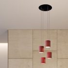 4-light pendant lamp with 400 mm round XXL Rose-One, fabric cable and fabric cylindrical lampshade