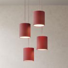 4-light pendant lamp with 400 mm round XXL Rose-One, fabric cable and fabric cylindrical lampshade