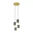 4-light pendant lamp with 400 mm round XXL Rose-One, fabric cable and fabric cylindrical lampshade