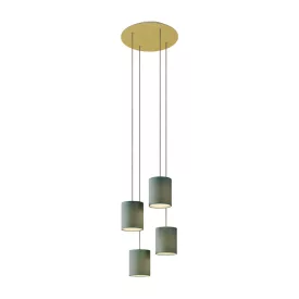   4-light pendant lamp with 400 mm round XXL Rose-One, fabric cable and fabric cylindrical lampshade