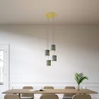 4-light pendant lamp with 400 mm round XXL Rose-One, fabric cable and fabric cylindrical lampshade
