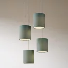 4-light pendant lamp with 400 mm round XXL Rose-One, fabric cable and fabric cylindrical lampshade
