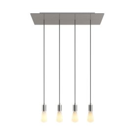   4-light pendant lamp with 675 mm rectangular XXL Rose-One, fabric cables and metal coating