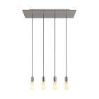 4-light pendant lamp with 675 mm rectangular XXL Rose-One, fabric cables and metal coating