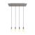 4-light pendant lamp 675 mm rectangular with XXL Rose-One, fabric cable and metal surface