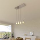 4-light pendant lamp with 675 mm rectangular XXL Rose-One, fabric cables and metal coating