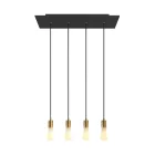4-light pendant lamp with 675 mm rectangular XXL Rose-One, fabric cables and metal coating