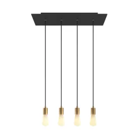   4-light pendant lamp with 675 mm rectangular XXL Rose-One, fabric cables and metal coating