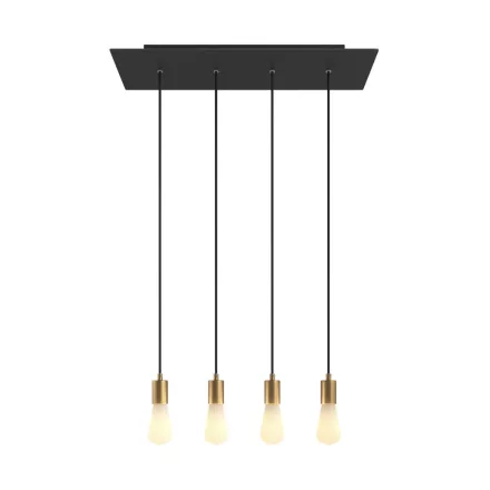 4-light pendant lamp with 675 mm rectangular XXL Rose-One, fabric cables and metal coating