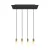 4-light pendant lamp with 675 mm rectangular XXL Rose-One, fabric cables and metal coating