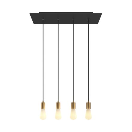  4-light pendant lamp 675 mm rectangular with XXL Rose-One, fabric cable and metal surface
