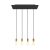  4-light pendant lamp 675 mm rectangular with XXL Rose-One, fabric cable and metal surface
