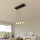 4-light pendant lamp with 675 mm rectangular XXL Rose-One, fabric cables and metal coating