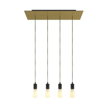 4-light pendant lamp with 675 mm rectangular XXL Rose-One, fabric cables and metal coating