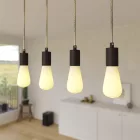 4-light pendant lamp with 675 mm rectangular XXL Rose-One, fabric cables and metal coating