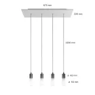 4-light pendant lamp with 675 mm rectangular XXL Rose-One, fabric cables and metal coating