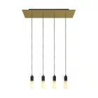 4-light pendant lamp with 675 mm rectangular XXL Rose-One, fabric cables and metal coating