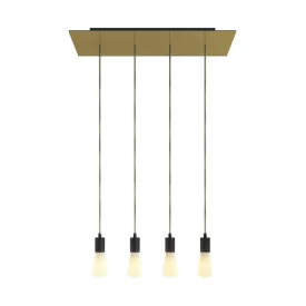   4-light pendant lamp with 675 mm rectangular XXL Rose-One, fabric cables and metal coating