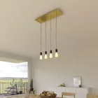 4-light pendant lamp with 675 mm rectangular XXL Rose-One, fabric cables and metal coating