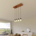 4-light pendant lamp with 675 mm rectangular XXL Rose-One, fabric cables and metal coating