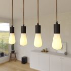 4-light pendant lamp with 675 mm rectangular XXL Rose-One, fabric cables and metal coating