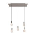 5-light pendant lamp with 675 mm rectangular XXL Rose-One, fabric cable and metal coating