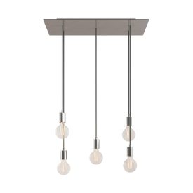   5-light pendant lamp with 675 mm rectangular XXL Rose-One, fabric cable and metal coating