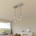 5-light pendant lamp with 675 mm rectangular XXL Rose-One, fabric cable and metal coating