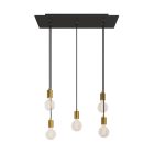 5-light pendant lamp with 675 mm rectangular XXL Rose-One, fabric cable and metal coating