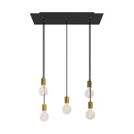   5-light pendant lamp with 675 mm rectangular XXL Rose-One, fabric cable and metal coating