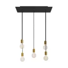 5-light pendant lamp with 675 mm rectangular XXL Rose-One, fabric cable and metal coating
