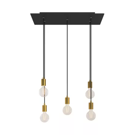 5-light pendant lamp with 675 mm rectangular XXL Rose-One, fabric cable and metal coating