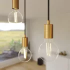 5-light pendant lamp with 675 mm rectangular XXL Rose-One, fabric cable and metal coating