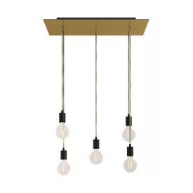   5-light pendant lamp with 675 mm rectangular XXL Rose-One, fabric cable and metal coating