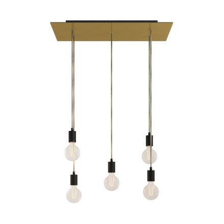 5-light pendant lamp with 675 mm rectangular XXL Rose-One, fabric cable and metal coating