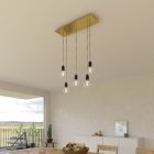 5-light pendant lamp with 675 mm rectangular XXL Rose-One, fabric cable and metal coating