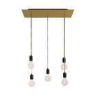 5-light pendant lamp with 675 mm rectangular XXL Rose-One, fabric cable and metal coating