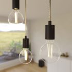 5-light pendant lamp with 675 mm rectangular XXL Rose-One, fabric cable and metal coating