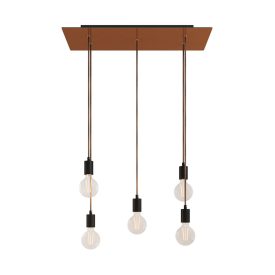   5-light pendant lamp with 675 mm rectangular XXL Rose-One, fabric cable and metal coating