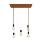 5-light pendant lamp with 675 mm rectangular XXL Rose-One, fabric cable and metal coating