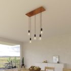 5-light pendant lamp with 675 mm rectangular XXL Rose-One, fabric cable and metal coating