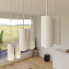 675 mm rectangular XXL Rose-One 6-light pendant lamp with fabric cable and metal Tub-E14 lampshade