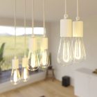 675 mm rectangular XXL Rose-One 6-light pendant lamp with fabric cable and metal coating