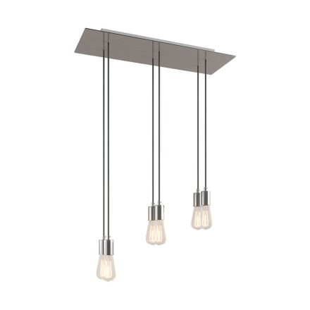 675 mm rectangular XXL Rose-One 6-light pendant lamp with fabric cable and metal coating