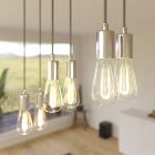 675 mm rectangular XXL Rose-One 6-light pendant lamp with fabric cable and metal coating