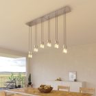675 mm rectangular XXL Rose-One 6-light pendant lamp with fabric cable and metal coating