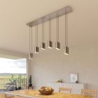 675 mm rectangular XXL Rose-One 6-light pendant lamp with fabric cable and metal Tub-E14 lampshade