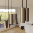 675 mm rectangular XXL Rose-One 6-light pendant lamp with fabric cable and metal Tub-E14 lampshade