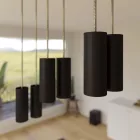 675 mm rectangular XXL Rose-One 6-light pendant lamp with fabric cable and metal Tub-E14 lampshade
