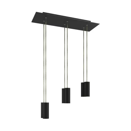 675 mm rectangular XXL Rose-One 6-light pendant lamp with fabric cable and metal Tub-E14 lampshade